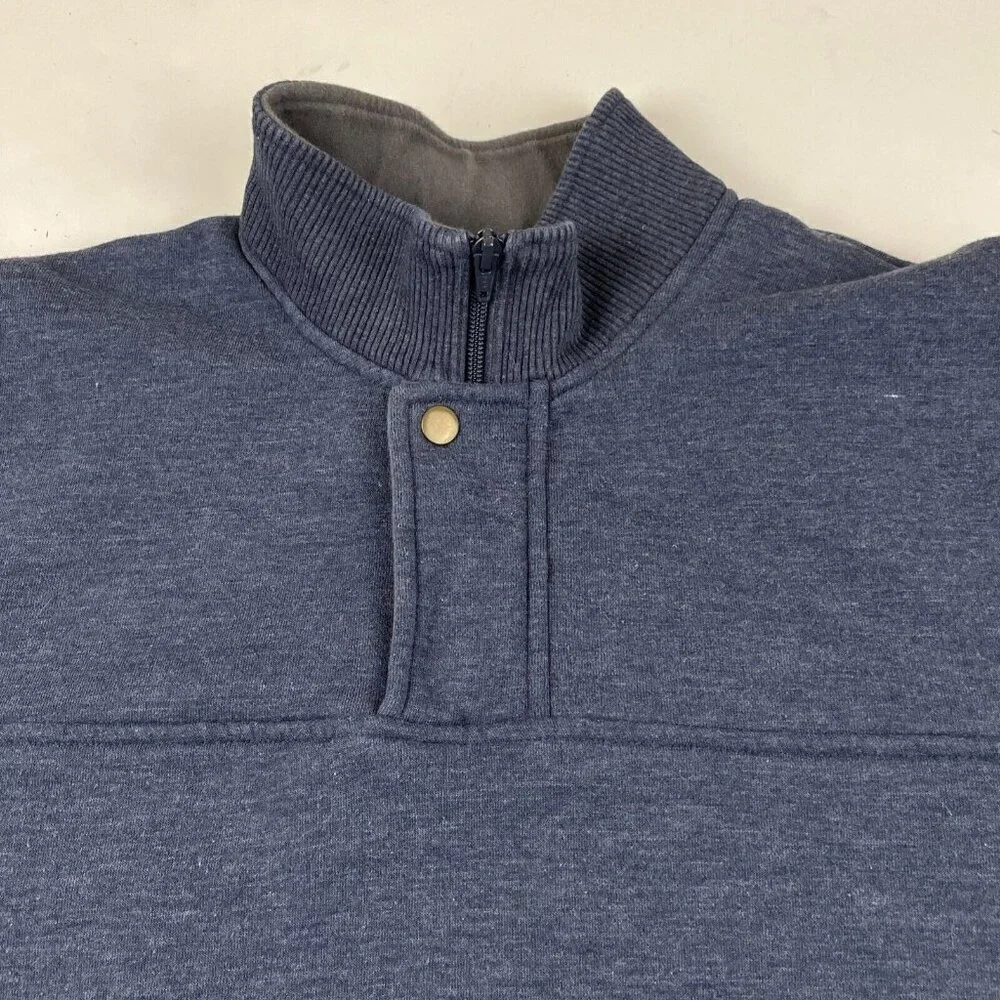 Orvis 1/4 Zip Pullover Sweater Men’s L Fleece Lined Cotton Blend Navy Casual